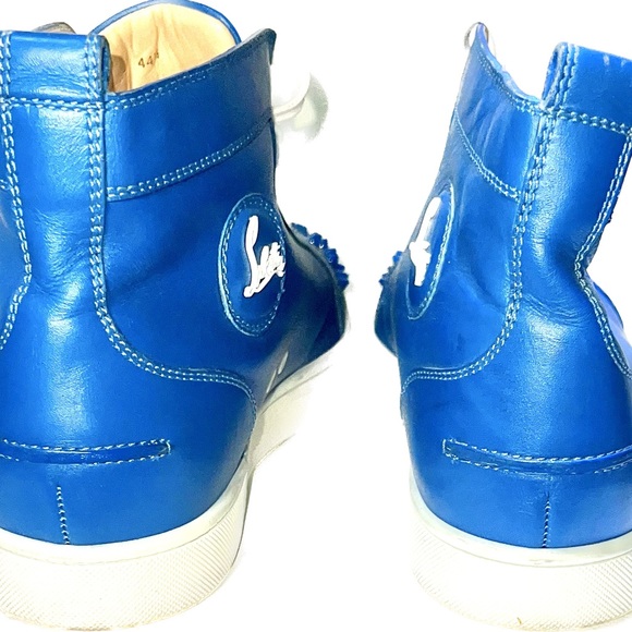 Men’s Christian Louboutin Louis Orlato Flat Blue Leather Spikes High Tops. SZ 44 - Picture 2 of 7